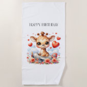 Serviette De Plage Girafe Avion Anniversaire (Devant)