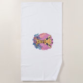 Serviette De Plage Giraffe Adorable Entourée De Fleurs _2 (Devant)