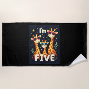 Serviette De Plage Giraffe cool 5e fête d'anniversaire 5 ans bébé