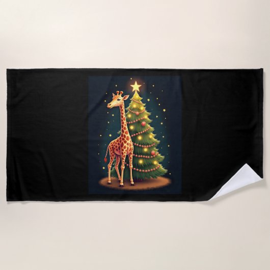 Serviette De Plage Giraffe de Noël Topper arbre officiel Funny Tall (Devant)
