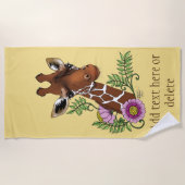 Serviette De Plage Giraffe Fleurs de Portrait Jaunes (Devant)