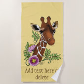 Serviette De Plage Giraffe Fleurs de Portrait Jaunes (Devant)