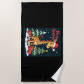 Serviette De Plage Giraffe Joyeux sapin de Noël Éclairage Père Noël G (Devant)
