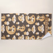 Serviette De Plage Giraffe lunaire sur nuages Motif Nom personnalisé (Devant)