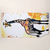 Serviette De Plage Giraffe Savannah Art (Devant)