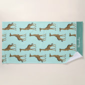 Serviette De Plage Giraffes africaines Turquoises et Brown (Devant)