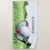 Serviette De Plage Girl Boy Golf Summer Beach Towne (Devant)