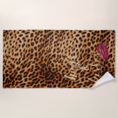 Serviette De Plage Girl Glam Leopard Baisers Lips (Devant)