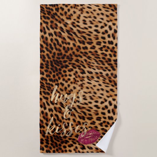 Serviette De Plage Girl Glam Leopard Baisers Lips (Devant)