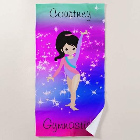 Serviette De Plage Girls Gymnastique Sparkle Gymnaste en Léotard (Devant)
