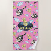 Serviette De Plage Girl's Name Cute Blue Police Hat Beach Towel (Devant)