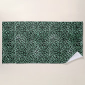 Serviette De Plage Girly Emerald Green Glam Empreinte de léopard (Devant)