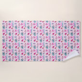 Serviette De Plage Girly Pink Summer Beach Holiday Pattern (Devant)