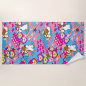Serviette De Plage Gizmo | Pink Peace & Love Motif (Devant)