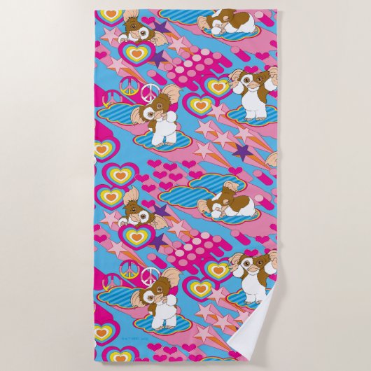 Serviette De Plage Gizmo | Pink Peace & Love Motif (Devant)
