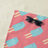 Serviette De Plage Glace à l'eau Rose Bleu d'Été (En situation)