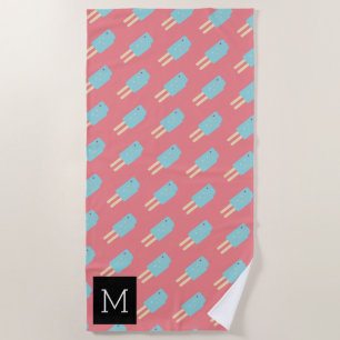 Serviette De Plage Glace à l'eau Rose Bleu d'Été