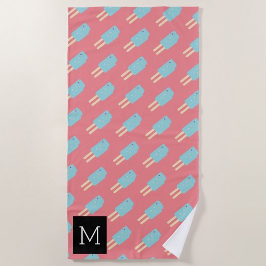 Serviette De Plage Glace à l'eau Rose Bleu d'Été (Devant)