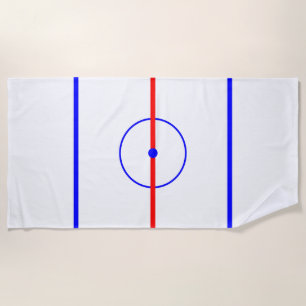 Serviette De Plage Glace de centre d'hockey et lignes bleues