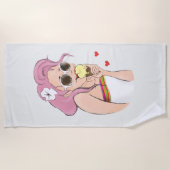 Serviette De Plage Glace d'été de fille d'illustration de mode de (Devant)