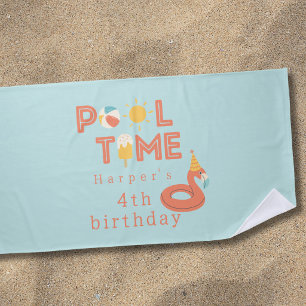 Serviette De Plage glace flamant rose été anniversaire enfants fête p