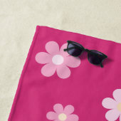 Serviette De Plage Glam à fleurs roses (En situation)