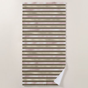 Serviette De Plage Glam Gold Blush rose Brown rayures