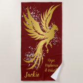 Serviette De Plage Glam Gold Phoenix Silver Parties scintillant Monog (Devant)