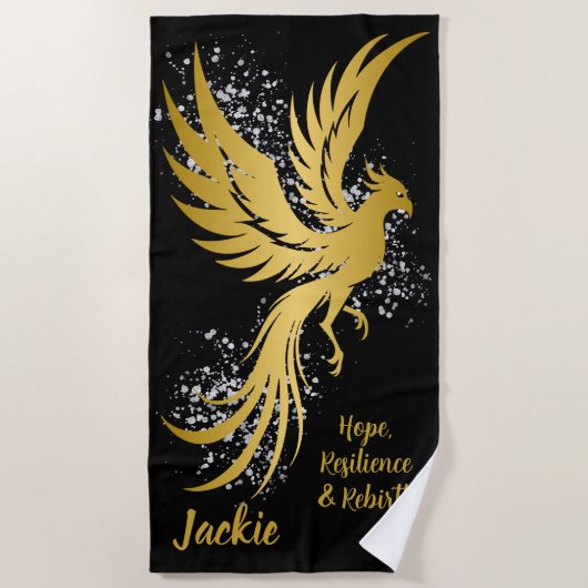 Serviette De Plage Glam Gold Phoenix Silver Parties scintillant Monog (Devant)