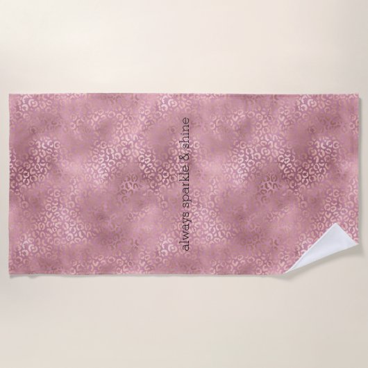 Serviette De Plage Glam Pink Glitzy Empreinte de léopard (Devant)