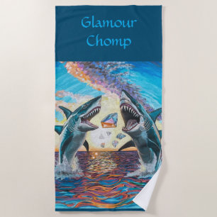 Serviette De Plage Glamour Chomp-Shark Dressage pour les gemmes brill