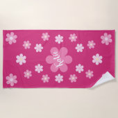 Serviette De Plage Glamour Fleur Rose- (Devant)