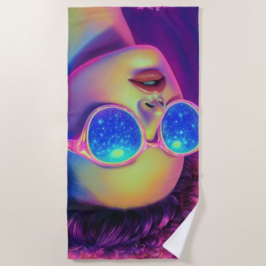 Serviette De Plage Glamour Neon Galaxy (Devant)