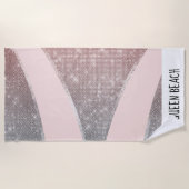 Serviette De Plage Glamour Rose argent brillant Parties scintillant o (Devant)