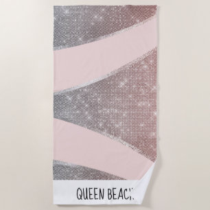 Serviette De Plage Glamour Rose argent brillant Parties scintillant o