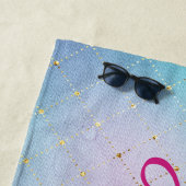 Serviette De Plage Glamour violet et bleu (En situation)