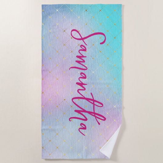 Serviette De Plage Glamour violet et bleu (Devant)