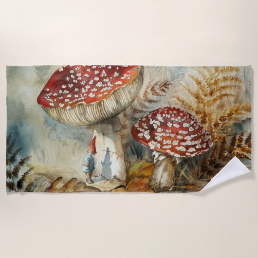 Serviette De Plage gnome aquarelle (Devant)