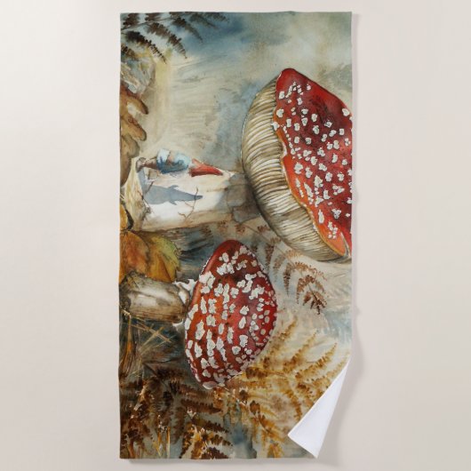 Serviette De Plage gnome aquarelle (Devant)