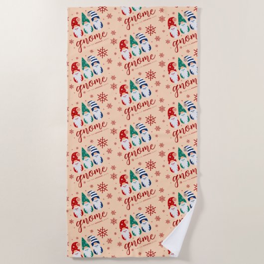 Serviette De Plage Gnome de Noël Hygge pour les fêtes de neige (Devant)