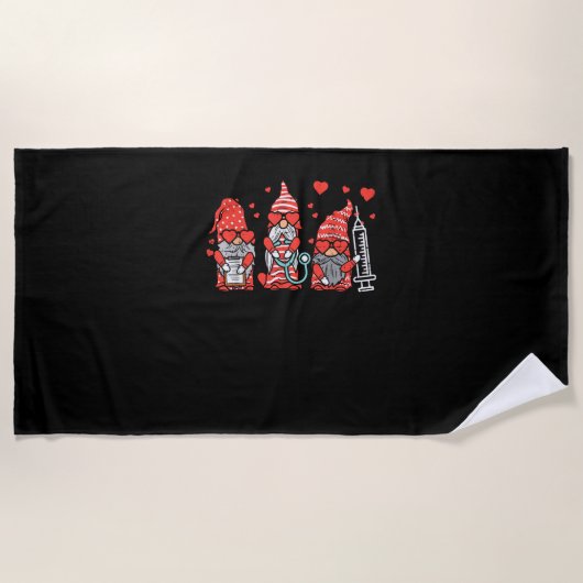Serviette De Plage Gnome Nurse Scrub Valentine RN ICU ER Valentines D (Devant)