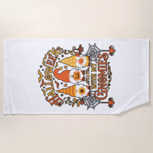 Serviette De Plage Gnomes d'Halloween Citrouille Toile d'Araignée Cha