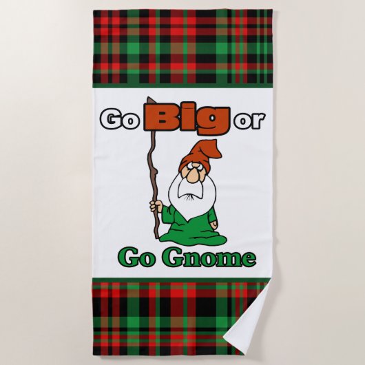 Serviette De Plage Go Big ou Go Gnome Red et Green Plaid (Devant)