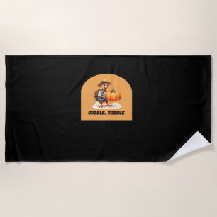 Serviette De Plage Gobble, Gobble Thanksgiving Turquie avec Cl Citrou