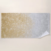 Serviette De Plage Gold and Silver Glitter Ombre Luxury Design  (Devant)