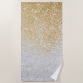 Serviette De Plage Gold and Silver Glitter Ombre Luxury Design  (Devant)