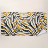 Serviette De Plage Gold Black Zebra Print Pattern (Devant)