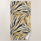 Serviette De Plage Gold Black Zebra Print Pattern (Devant)