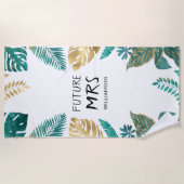 Serviette De Plage Gold Green White Tropical Future Mme Beach (Devant)