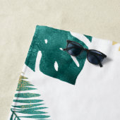 Serviette De Plage Gold Green White Tropical Future Mme Beach (En situation)
